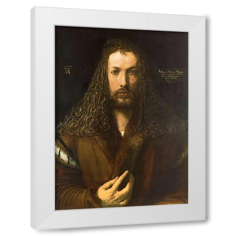 Self Portrait 2 White Modern Wood Framed Art Print by Durer, Albrecht