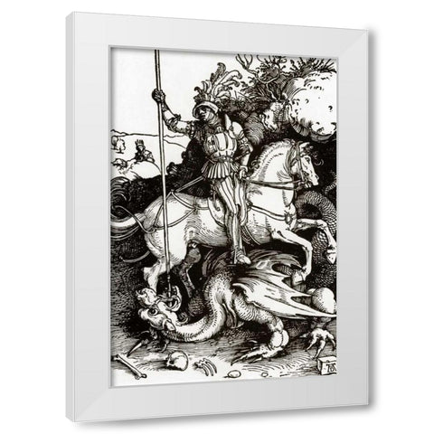 St George White Modern Wood Framed Art Print by Durer, Albrecht