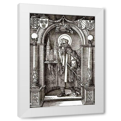 St Sebald In The Niche White Modern Wood Framed Art Print by Durer, Albrecht