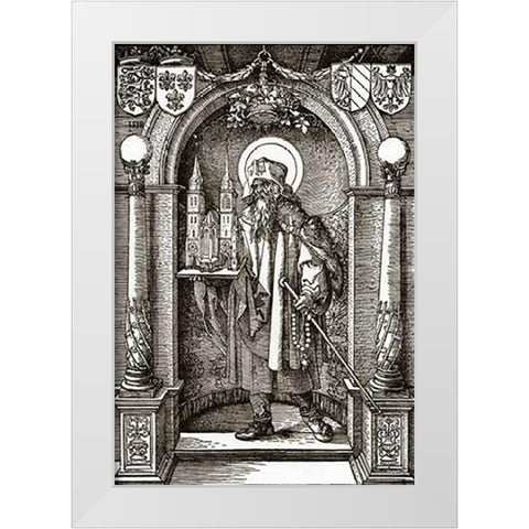 St Sebald In The Niche White Modern Wood Framed Art Print by Durer, Albrecht