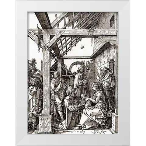 The Adoration Of The Magi White Modern Wood Framed Art Print by Durer, Albrecht