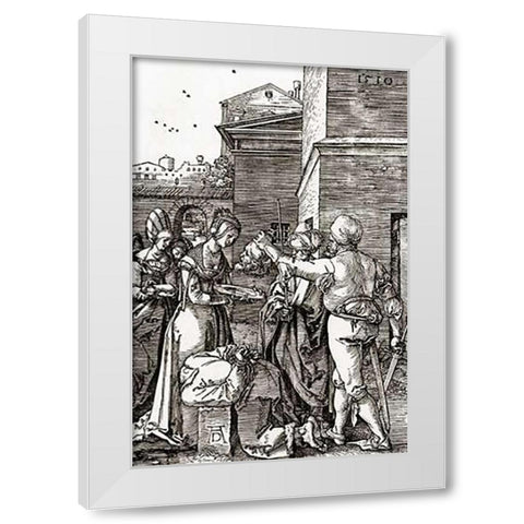 The Beheading Of St John White Modern Wood Framed Art Print by Durer, Albrecht