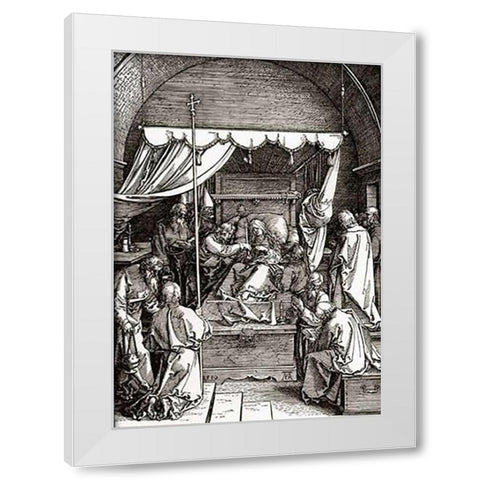 The Death Of The Virgin White Modern Wood Framed Art Print by Durer, Albrecht
