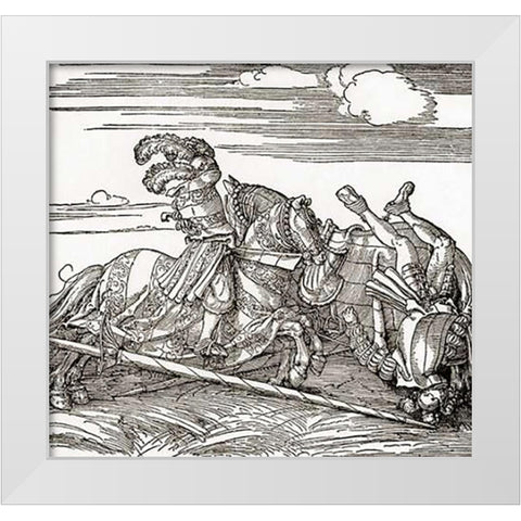 The German Tournament White Modern Wood Framed Art Print by Durer, Albrecht