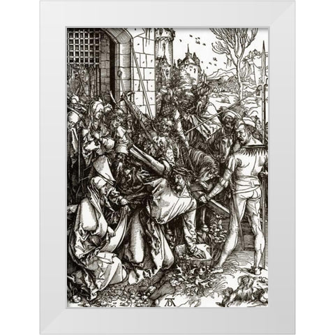 The Great Passion 4 White Modern Wood Framed Art Print by Durer, Albrecht