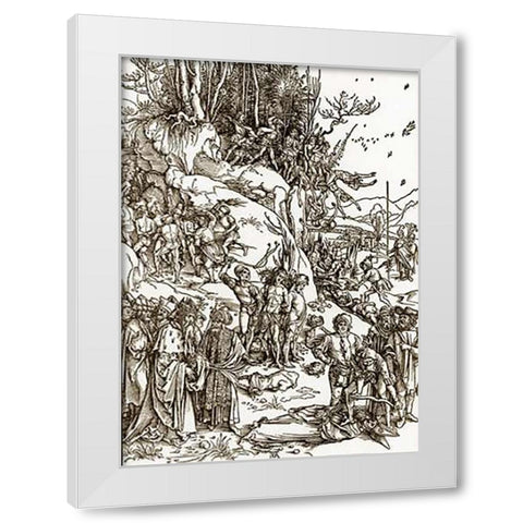 The Martyrdom Of Ten Thousand Museumistians White Modern Wood Framed Art Print by Durer, Albrecht