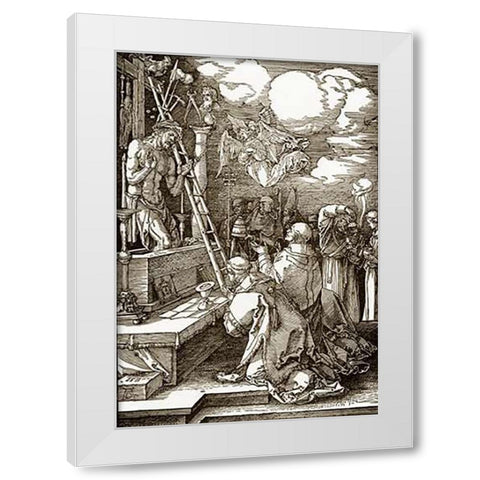 The Mass Of St Gregory White Modern Wood Framed Art Print by Durer, Albrecht