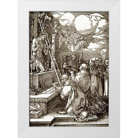 The Mass Of St Gregory White Modern Wood Framed Art Print by Durer, Albrecht