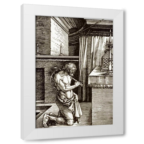 The Penitent White Modern Wood Framed Art Print by Durer, Albrecht