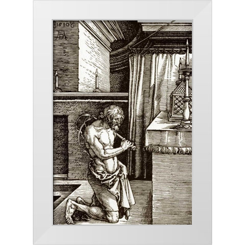 The Penitent White Modern Wood Framed Art Print by Durer, Albrecht