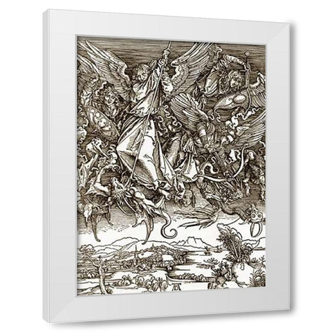 The Revelation Of St John 11 White Modern Wood Framed Art Print by Durer, Albrecht