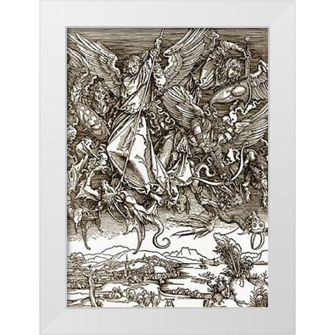 The Revelation Of St John 11 White Modern Wood Framed Art Print by Durer, Albrecht