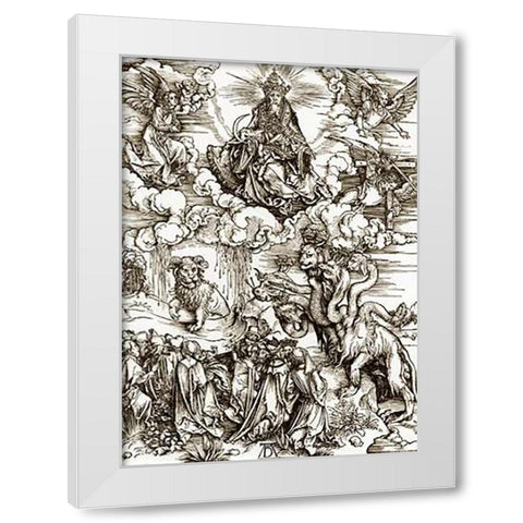 The Revelation Of St John 12 White Modern Wood Framed Art Print by Durer, Albrecht