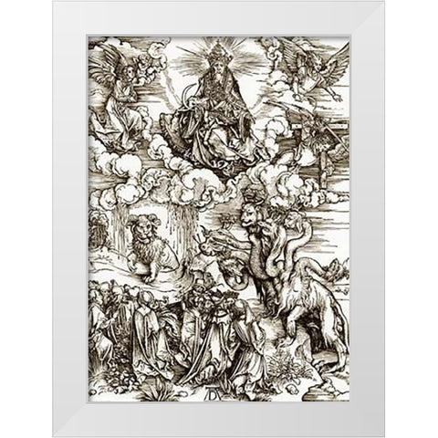 The Revelation Of St John 12 White Modern Wood Framed Art Print by Durer, Albrecht