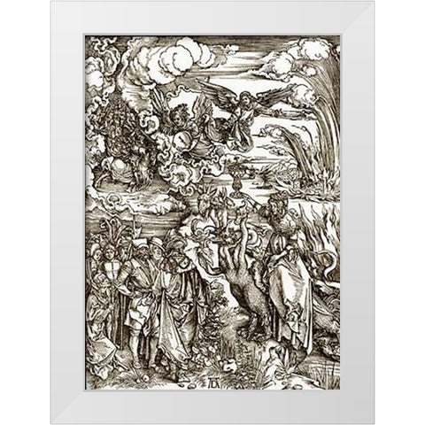 The Revelation Of St John 14 White Modern Wood Framed Art Print by Durer, Albrecht