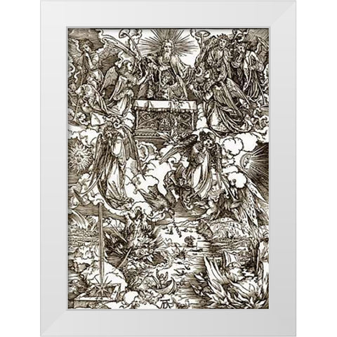 The Revelation Of St John 7 White Modern Wood Framed Art Print by Durer, Albrecht