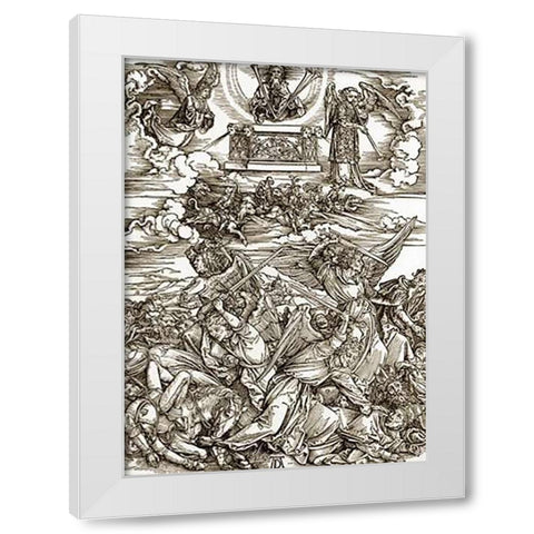 The Revelation Of St John 8 White Modern Wood Framed Art Print by Durer, Albrecht