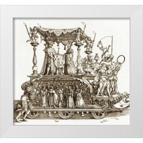 The Small Triumphal Car White Modern Wood Framed Art Print by Durer, Albrecht