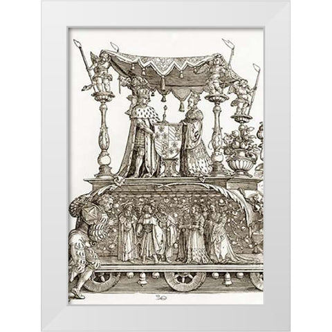 The Small Triumphal Car Detail White Modern Wood Framed Art Print by Durer, Albrecht