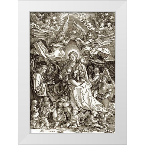 The Virgin Crowned By Two Angels White Modern Wood Framed Art Print by Durer, Albrecht