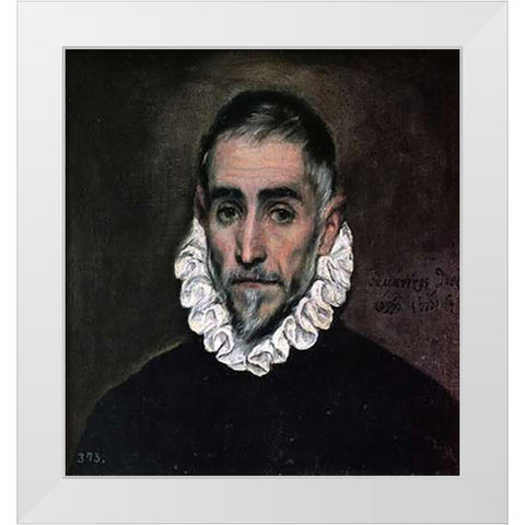 An Elderly Gentleman White Modern Wood Framed Art Print by Greco, El