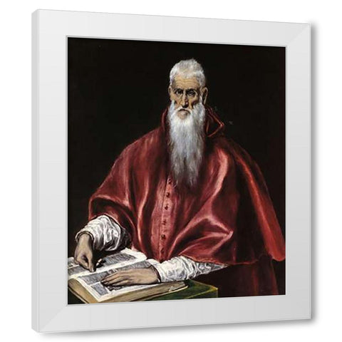 Saint Jerome As A Scholar White Modern Wood Framed Art Print by Greco, El