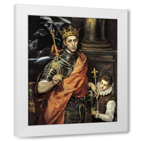 Saint Louis King Of France With A Page White Modern Wood Framed Art Print by El Greco