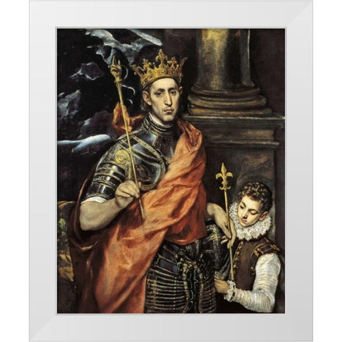 Saint Louis King Of France With A Page White Modern Wood Framed Art Print by El Greco