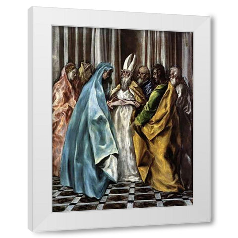 The Marriage Of The Virgin White Modern Wood Framed Art Print by Greco, El
