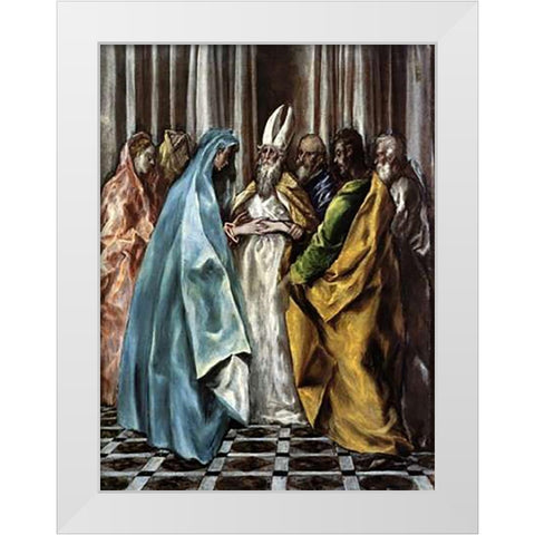 The Marriage Of The Virgin White Modern Wood Framed Art Print by Greco, El