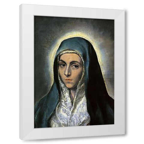 The Virgin Mary White Modern Wood Framed Art Print by Greco, El