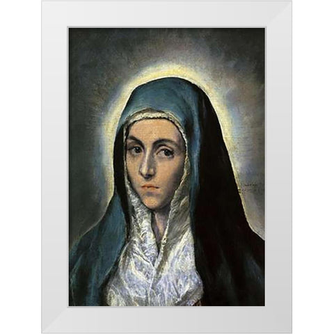 The Virgin Mary White Modern Wood Framed Art Print by Greco, El