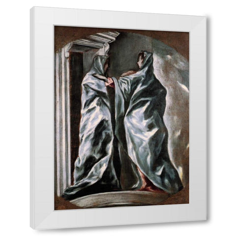 The Visitation White Modern Wood Framed Art Print by El Greco
