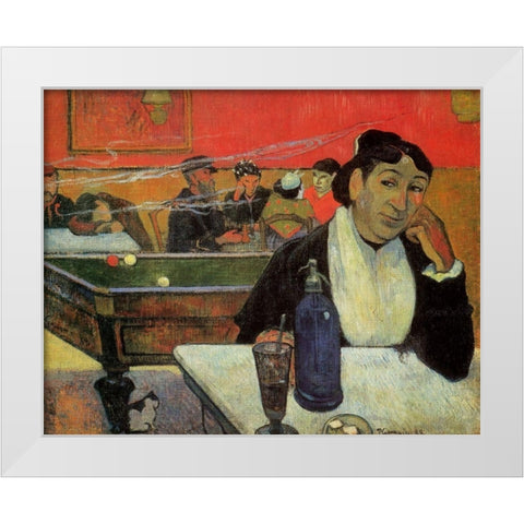 Cafe At Arles White Modern Wood Framed Art Print by Gauguin, Paul