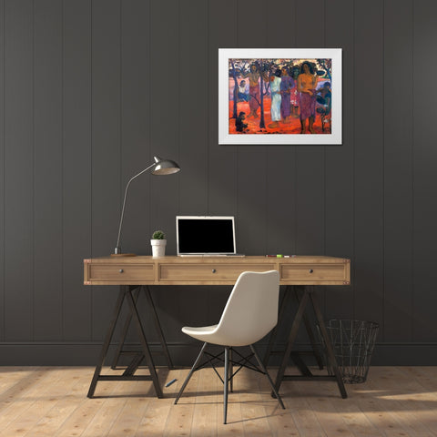 Delightful Day White Modern Wood Framed Art Print by Gauguin, Paul