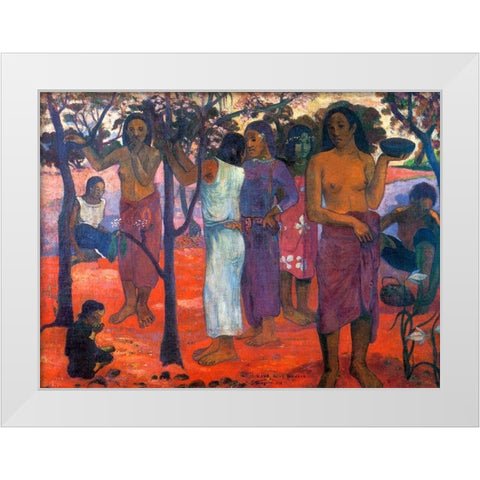Delightful Day White Modern Wood Framed Art Print by Gauguin, Paul
