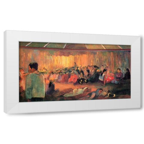 House Of Hymns White Modern Wood Framed Art Print by Gauguin, Paul