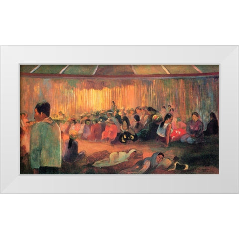 House Of Hymns White Modern Wood Framed Art Print by Gauguin, Paul