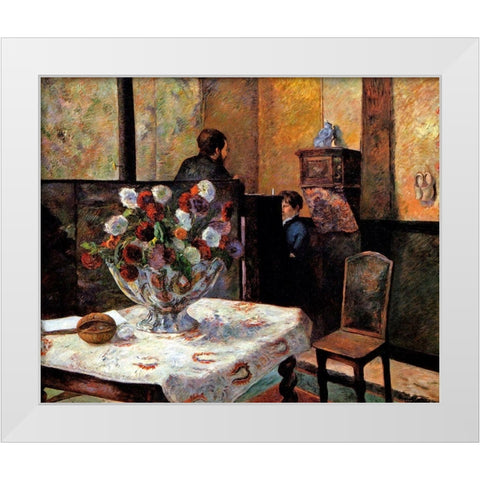 Interior Rue Carcel White Modern Wood Framed Art Print by Gauguin, Paul