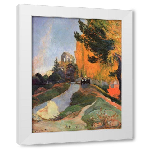 Les Alyscamps White Modern Wood Framed Art Print by Gauguin, Paul