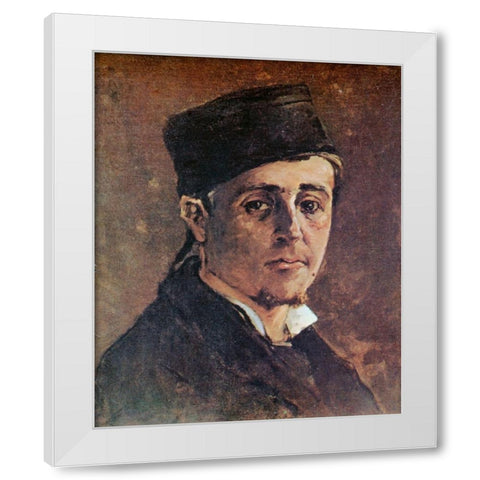 Man With A Cap White Modern Wood Framed Art Print by Gauguin, Paul