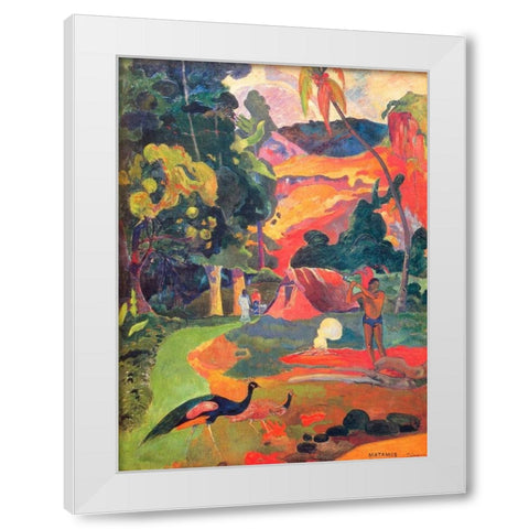 Matamoe White Modern Wood Framed Art Print by Gauguin, Paul
