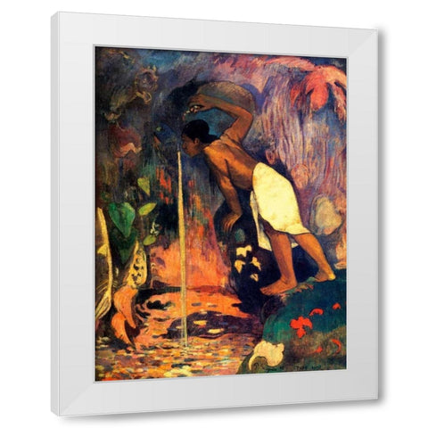 Mysterious Water White Modern Wood Framed Art Print by Gauguin, Paul