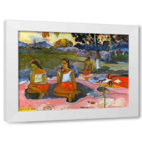 Nave Nave Moe White Modern Wood Framed Art Print by Gauguin, Paul