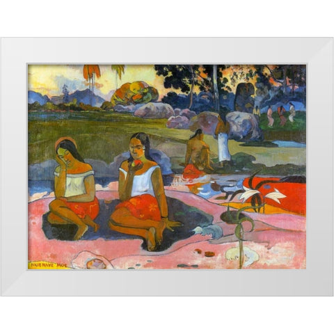 Nave Nave Moe White Modern Wood Framed Art Print by Gauguin, Paul