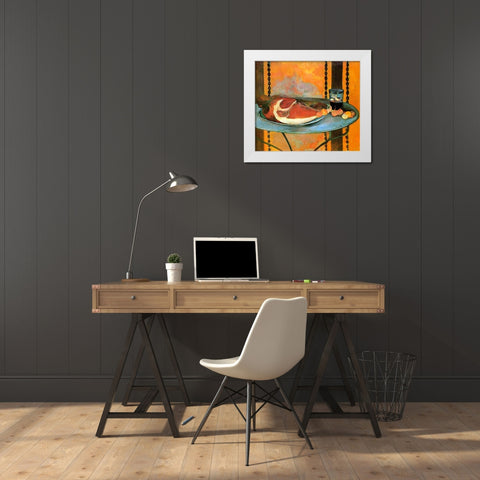 Still Life With Ham White Modern Wood Framed Art Print by Gauguin, Paul