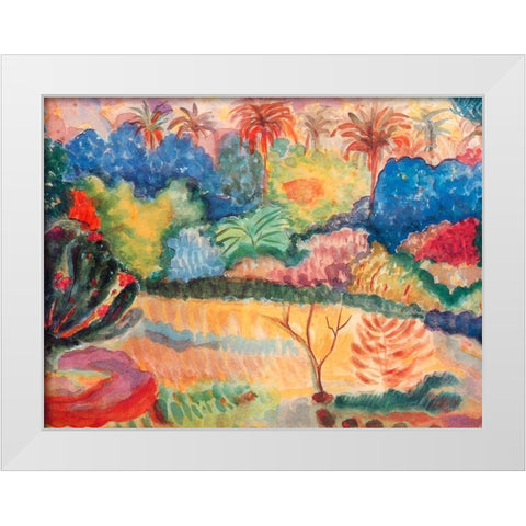 Tahitian Landscape White Modern Wood Framed Art Print by Gauguin, Paul