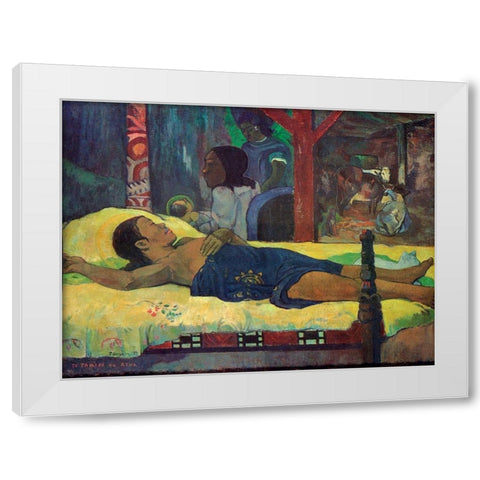 Te Tamari Nu Atua White Modern Wood Framed Art Print by Gauguin, Paul