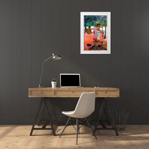 The Call White Modern Wood Framed Art Print by Gauguin, Paul