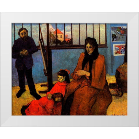 The Schuffnecker Family White Modern Wood Framed Art Print by Gauguin, Paul
